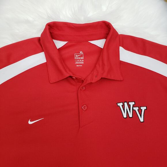 Nike WV Team Polo Shirt Dri-Fit Red White Swoosh Men XL X-Large - Picture 3 of 12